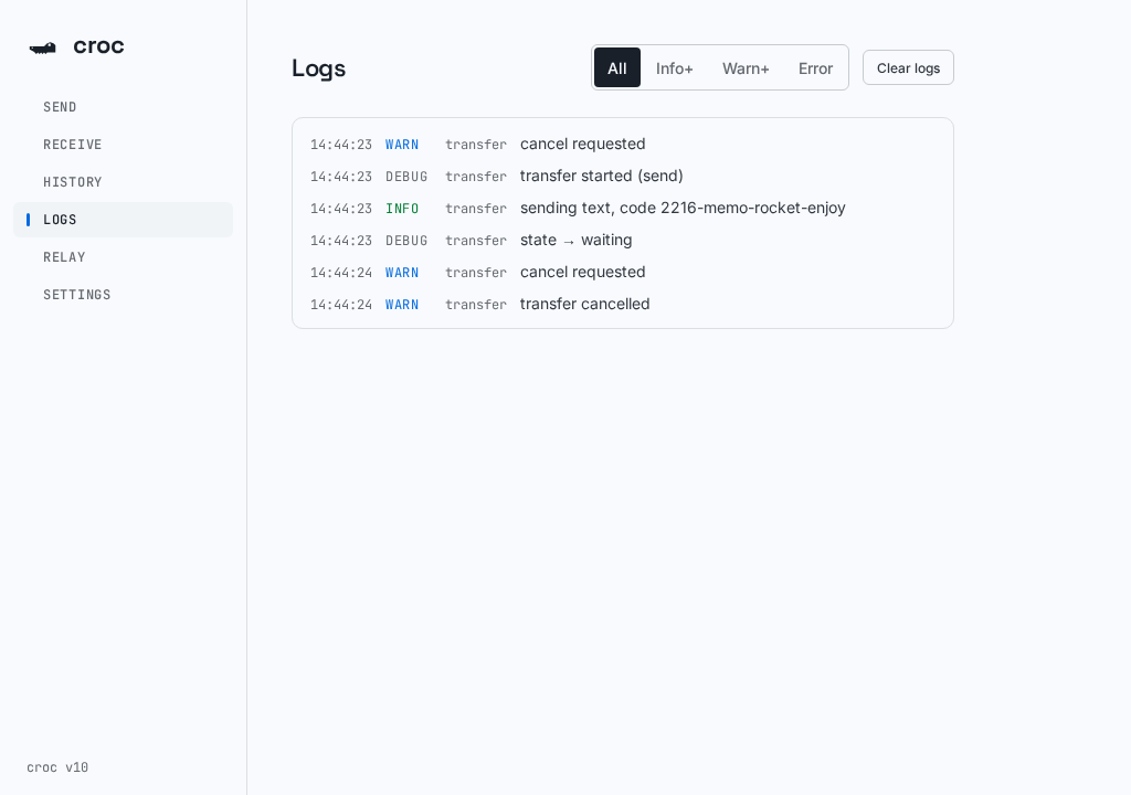 Transfer logs